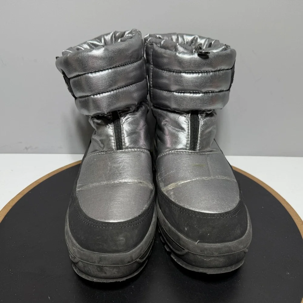 Pajar Metallic Puffer Snow Boots Women Size 9.5 Winter Zip Silver Black Gorpcore